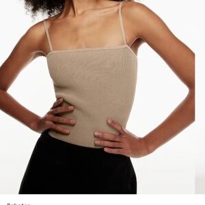 Babaton Knit Cami Cropped Tank in Tan Size Medium